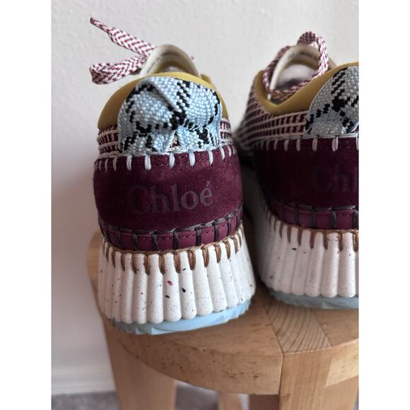 CHLOE Nama Mesh Sneakers Size 40/ US 10 Plum Purple - Picture 8 of 14